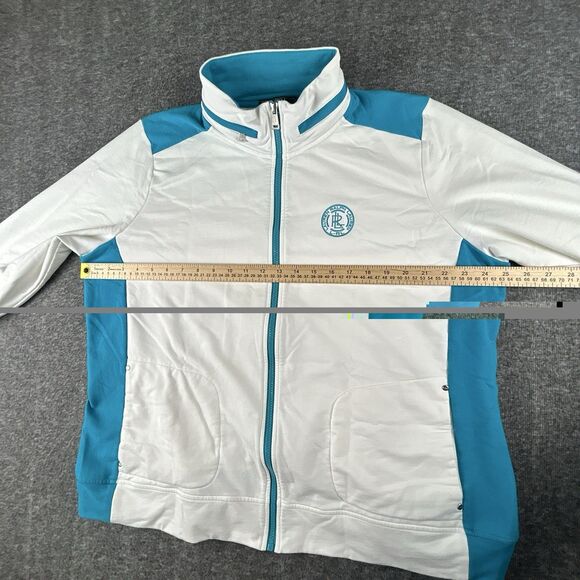 Lauren Active Ralph Lauren Track Jacket Womens Sz 2X 3/4 Sleeve White Teal - Picture 8 of 10